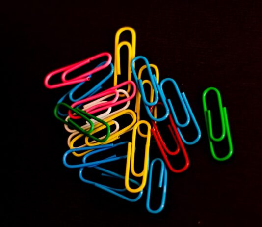 From a lower perspective paper clip lot