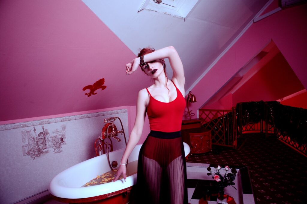 Woman Holding Bathtub